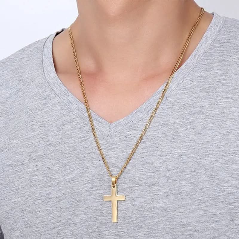 Classic Men's Necklace with Stainless Steel Cross Pendant
