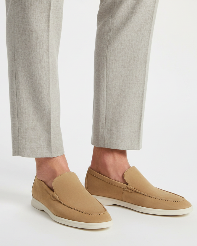 Classic Men's Suede Loafers in Khaki