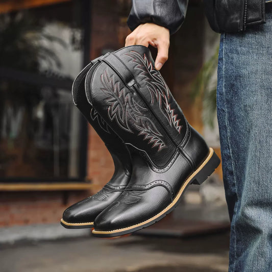 Classic Men's Western Dark Brown Cowboy Boots