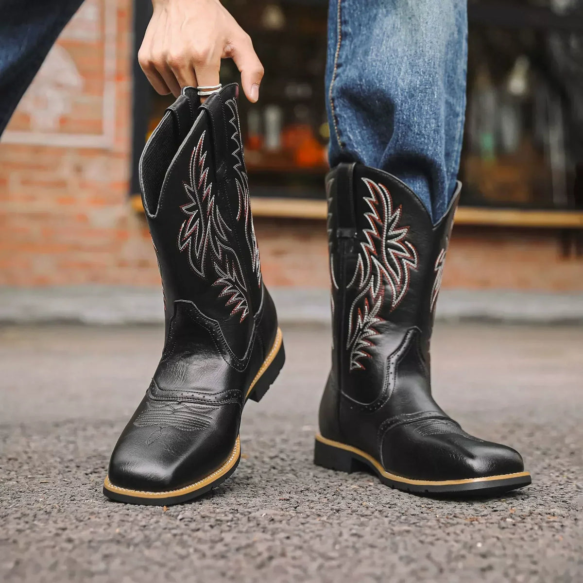 Classic Men's Western Dark Brown Cowboy Boots
