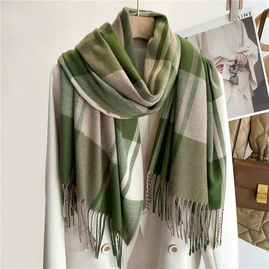 Classic Plaid Cashmere Wool Scarf