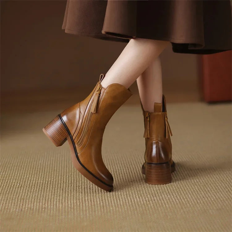 Classic Smooth Leather Ankle Boots for Everyday Wear