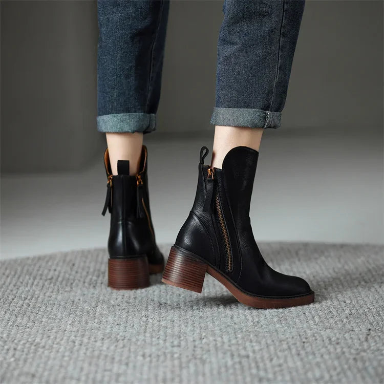 Classic Smooth Leather Ankle Boots for Everyday Wear
