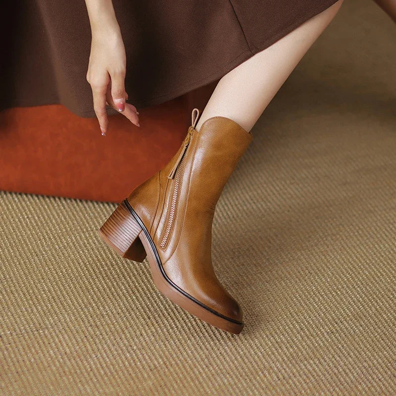 Classic Smooth Leather Ankle Boots for Everyday Wear