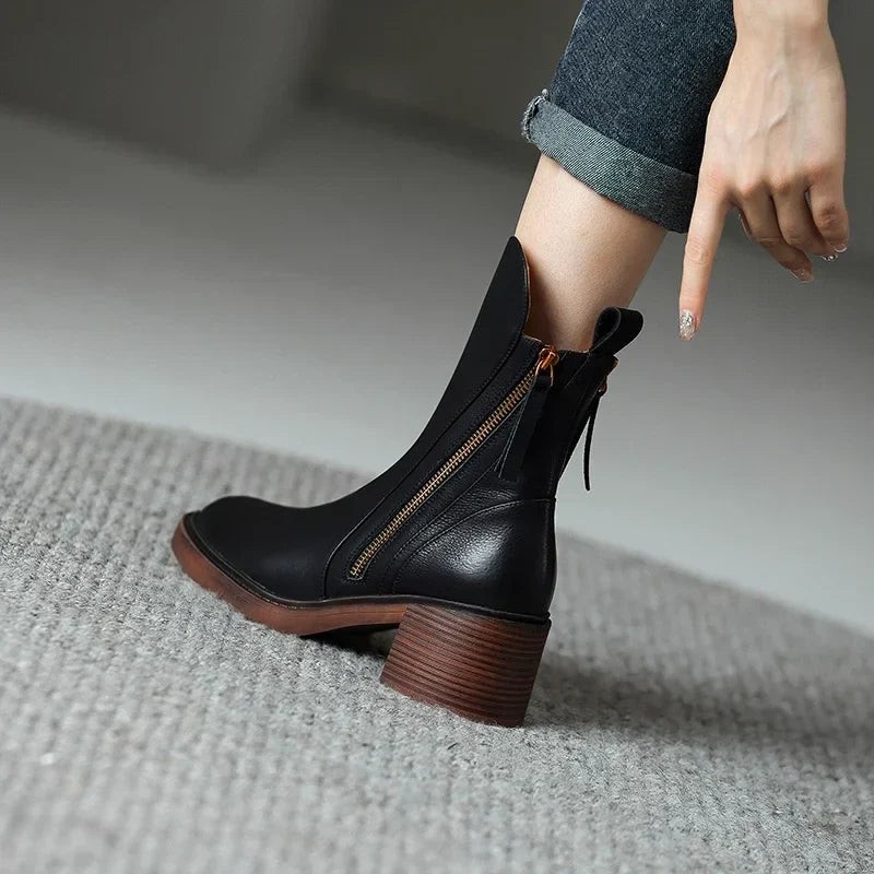 Classic Smooth Leather Ankle Boots for Everyday Wear