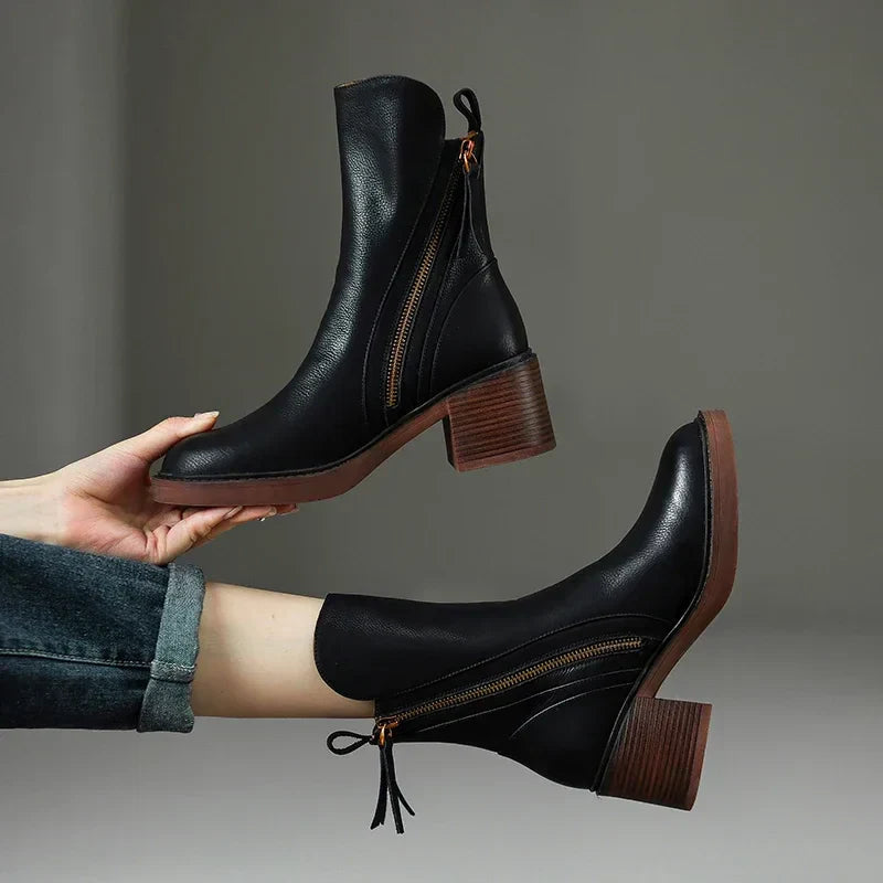 Classic Smooth Leather Ankle Boots for Everyday Wear