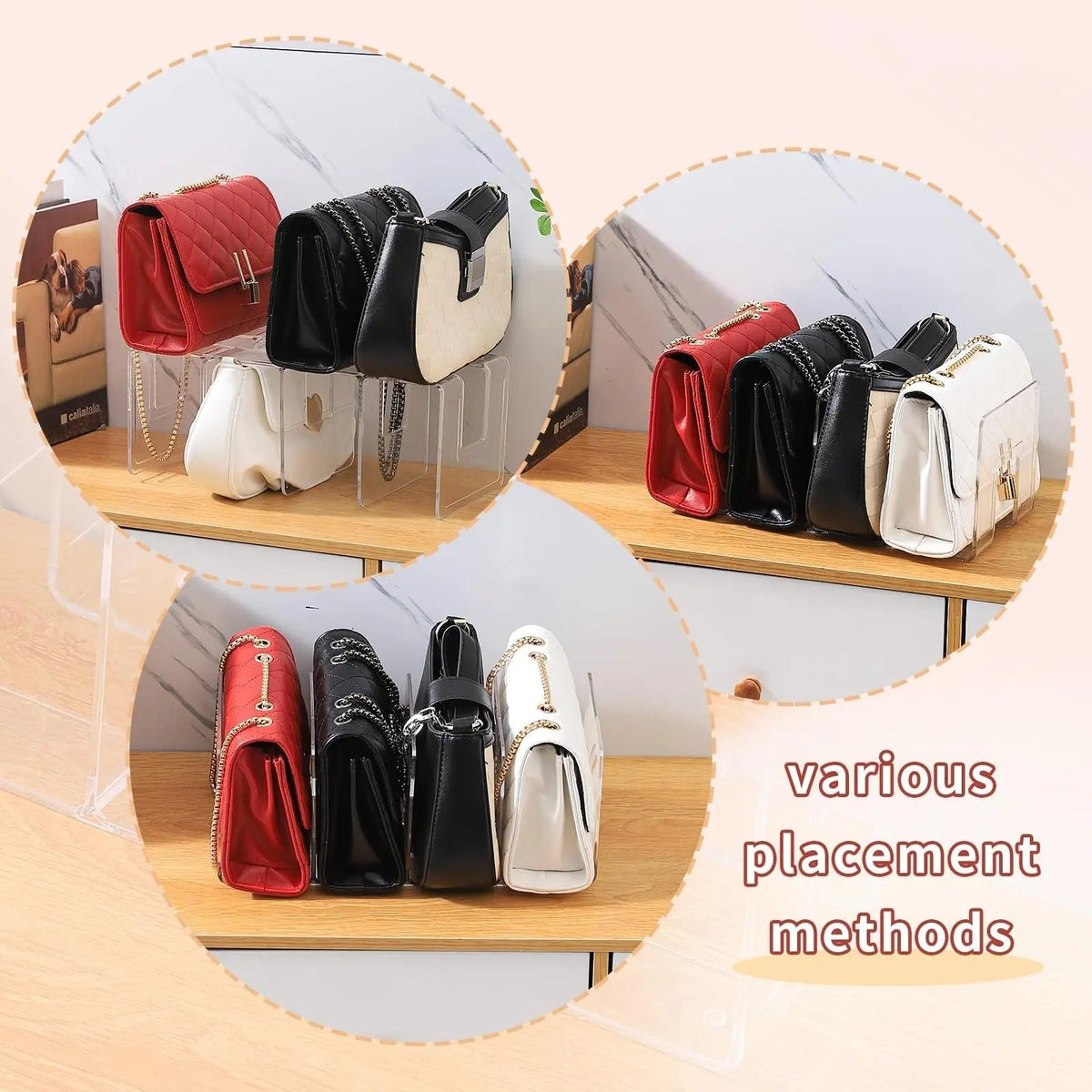 Clear Acrylic Purse Organizer Shelves for Handbags