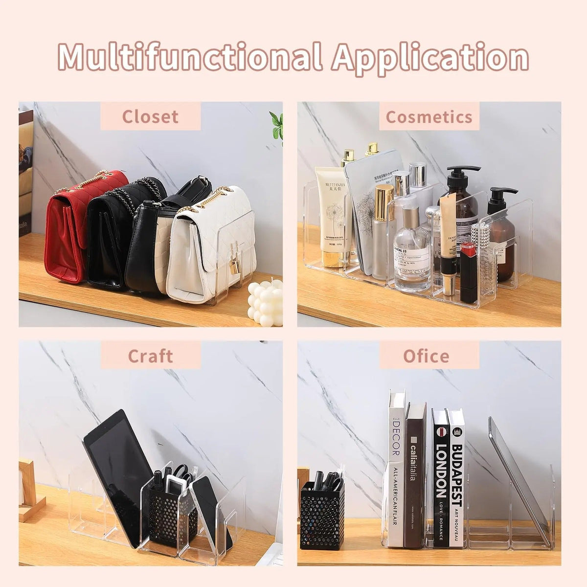 Clear Acrylic Purse Organizer Shelves for Handbags