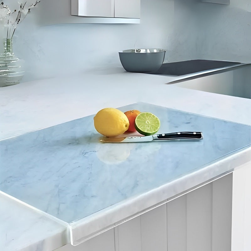 Clear Cutting Board with Counter Lip - Transparent Acrylic Kitchen Board