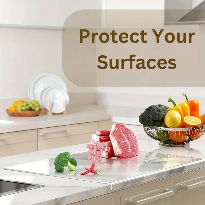 Clear Cutting Board with Counter Lip - Transparent Acrylic Kitchen Board