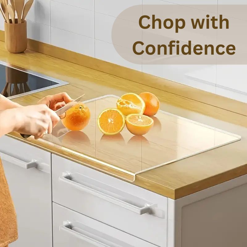 Clear Cutting Board with Counter Lip - Transparent Acrylic Kitchen Board