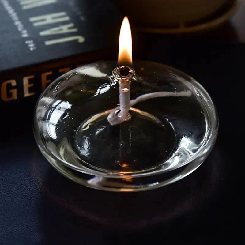 Clear Glass Oil Lamp Candle Holder