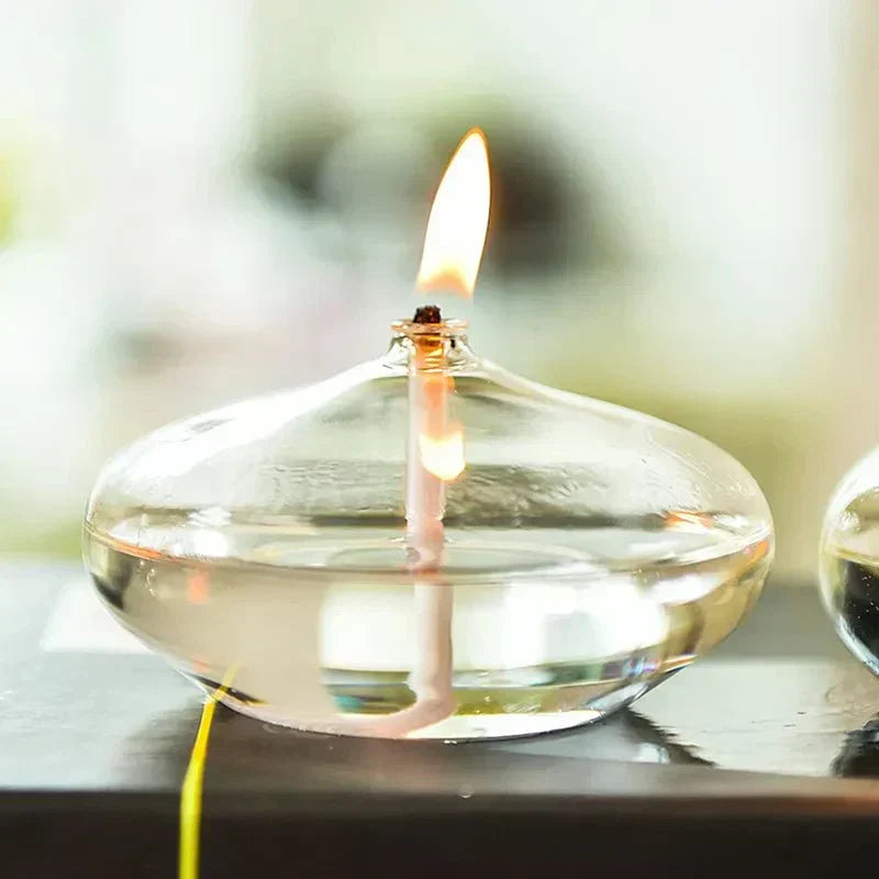 Clear Glass Oil Lamp Candle Holder