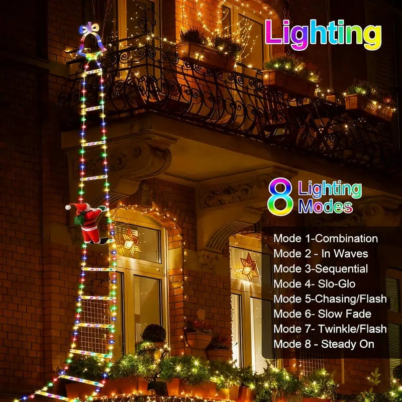 Climbing Santa Claus – Animated Christmas Light Ladder with Remote Control