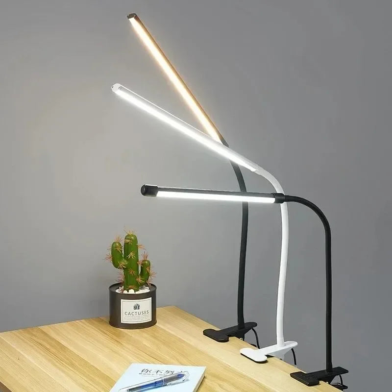 Clip-On LED Lamp with 3 Light Modes and 10 Brightness Levels, USB Powered, Flexible Gooseneck, Dimmable and Eye-Caring