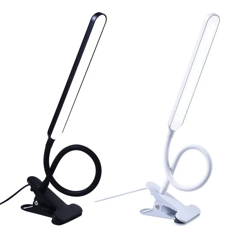 Clip-On LED Lamp with 3 Light Modes and 10 Brightness Levels, USB Powered, Flexible Gooseneck, Dimmable and Eye-Caring