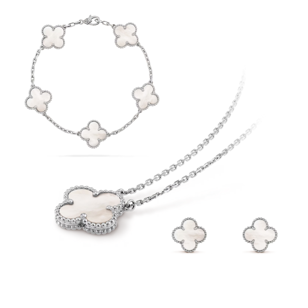 Clover Jewelry Set | Hypoallergenic Stainless Steel Necklace, Bracelet, and Earrings