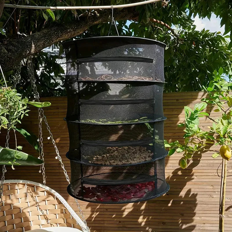 Collapsible Mesh Drying Rack – Multi-Layer Hanging Tray for Fruits, Vegetables, and Herbs