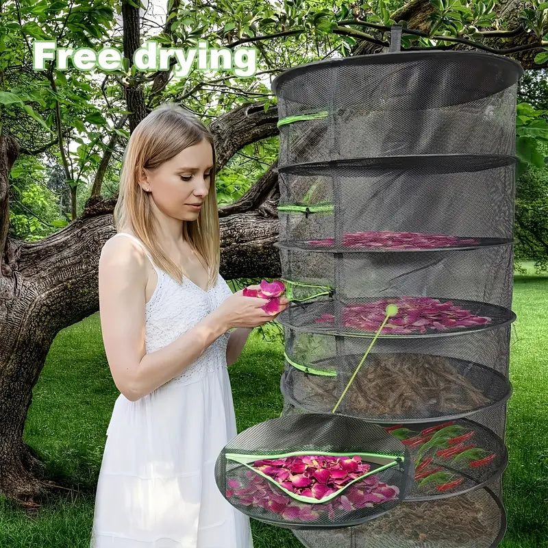Collapsible Mesh Drying Rack – Multi-Layer Hanging Tray for Fruits, Vegetables, and Herbs
