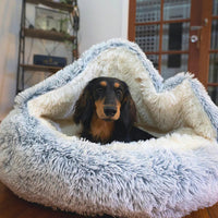 Comfortable Cave-Style Dog Bed with Non-Slip Base – Machine-Washable Plush Dog Cushion