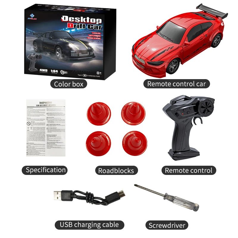 Compact 1:64 Remote Control Drift Car for Smooth Gliding