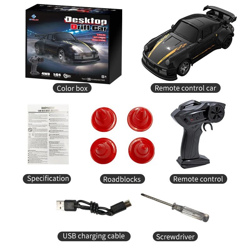 Compact 1:64 Remote Control Drift Car for Smooth Gliding