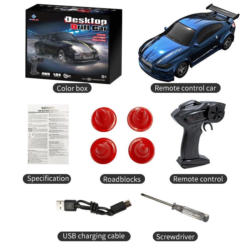 Compact 1:64 Remote Control Drift Car for Smooth Gliding