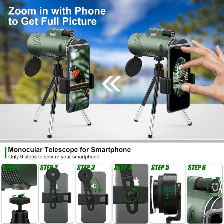 Compact 600x Ultra-Zoom Monocular Telescope with HD Lens - Lightweight Design for Hiking, Bird Watching & Sports Events