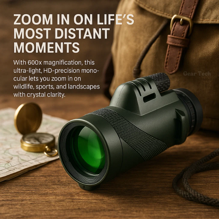 Compact 600x Ultra-Zoom Monocular Telescope with HD Lens - Lightweight Design for Hiking, Bird Watching & Sports Events