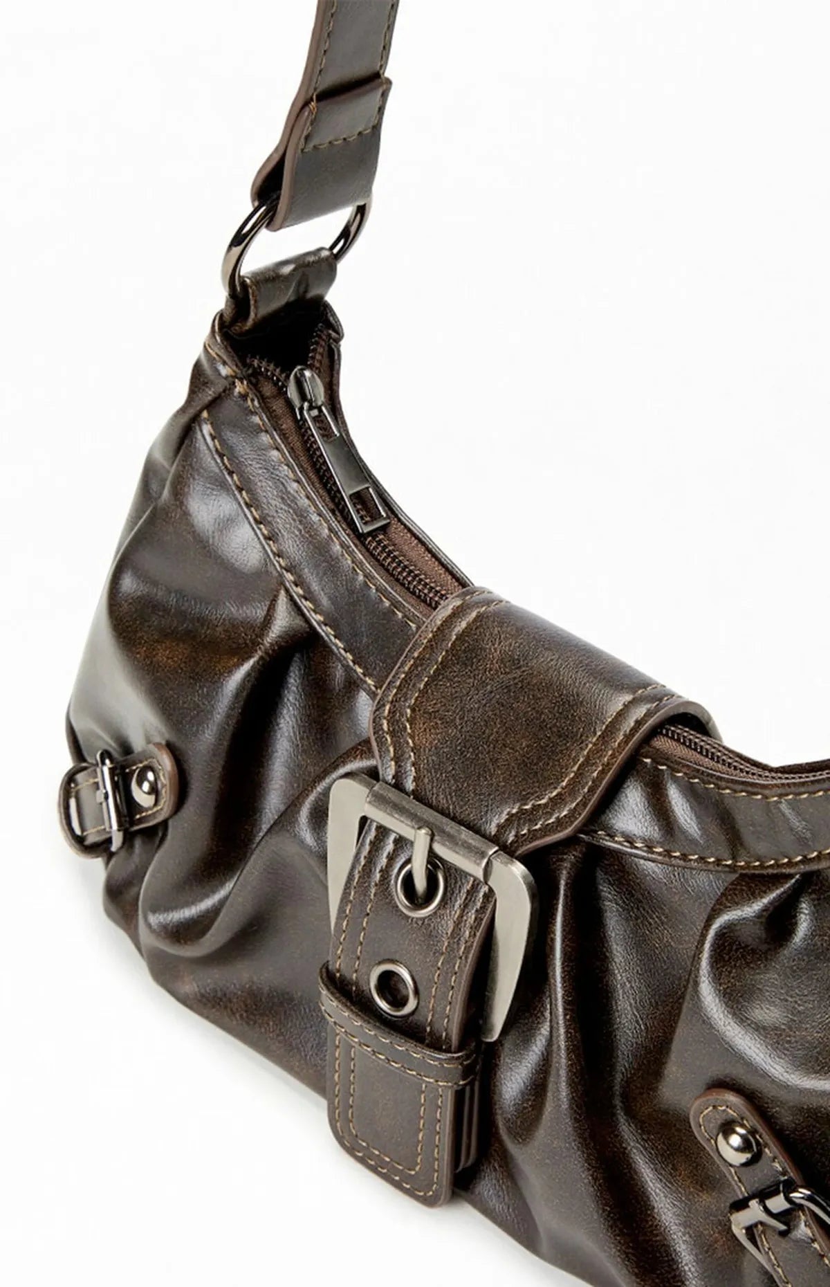 Compact and Shapely Women's Leather Shoulder Bag