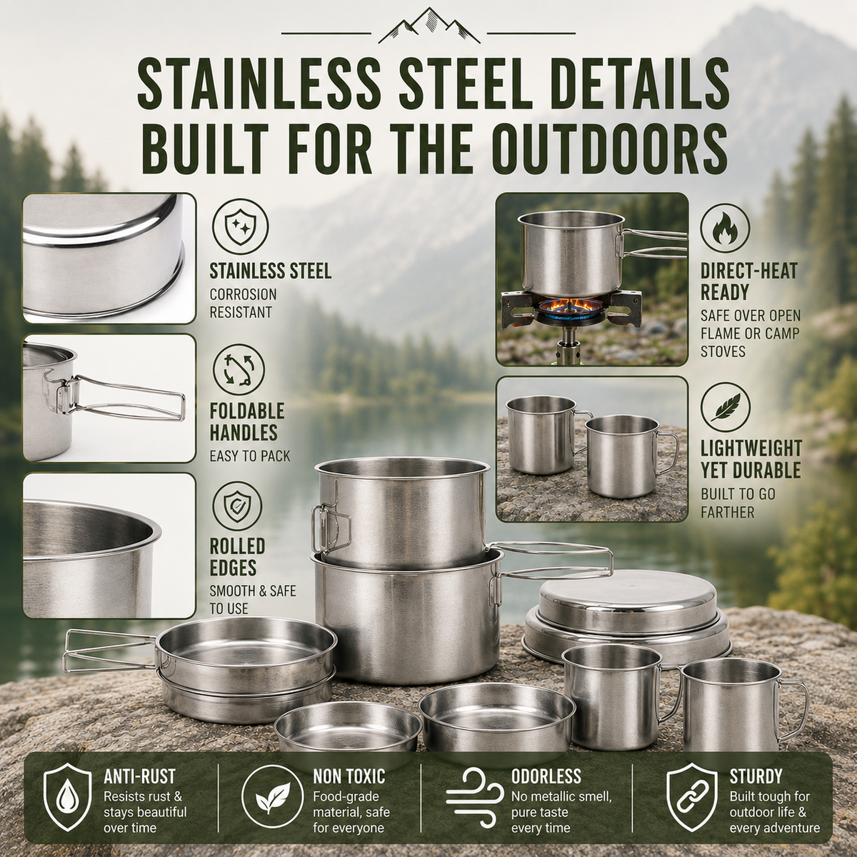 Compact Outdoor Cooking Mess Kit