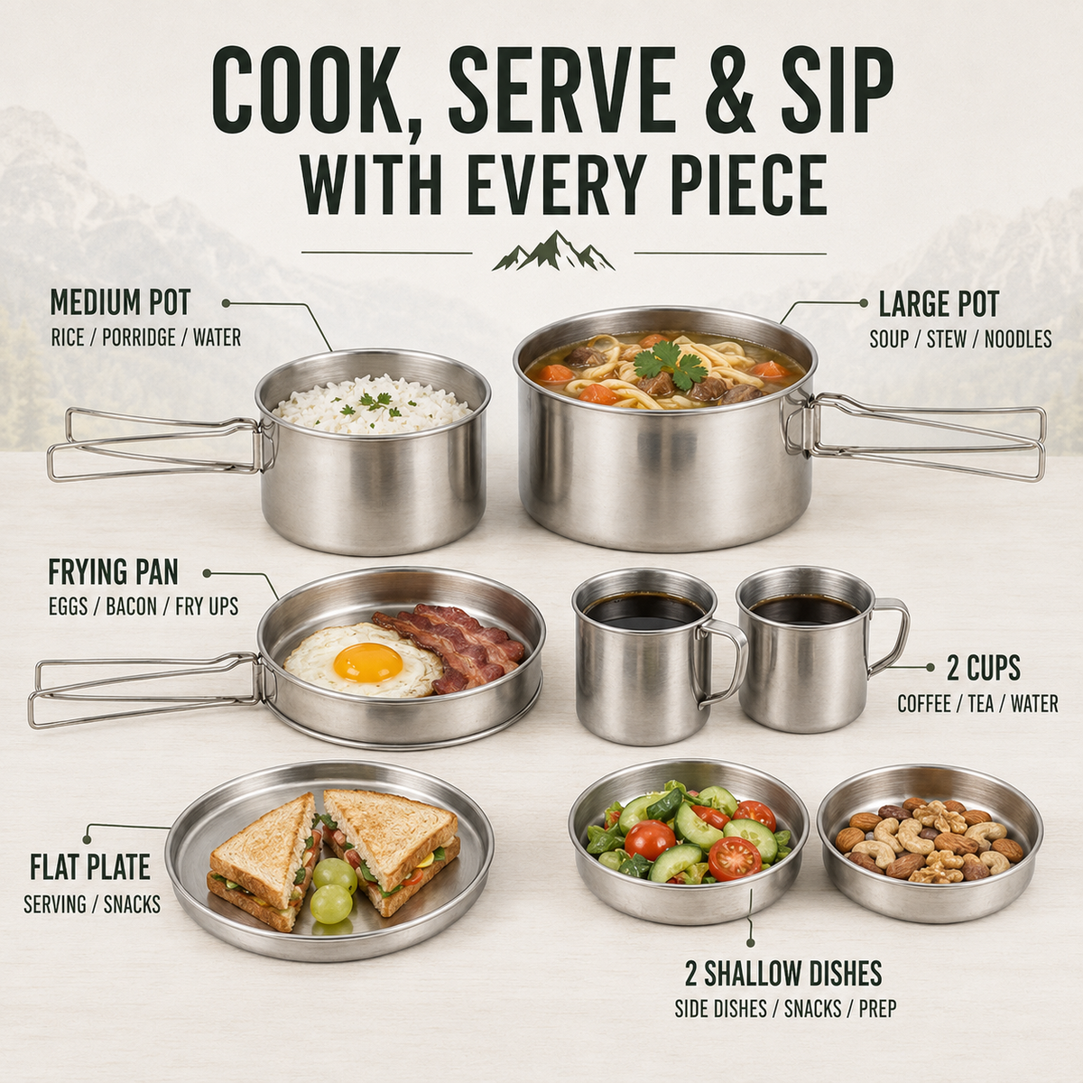 Compact Outdoor Cooking Mess Kit