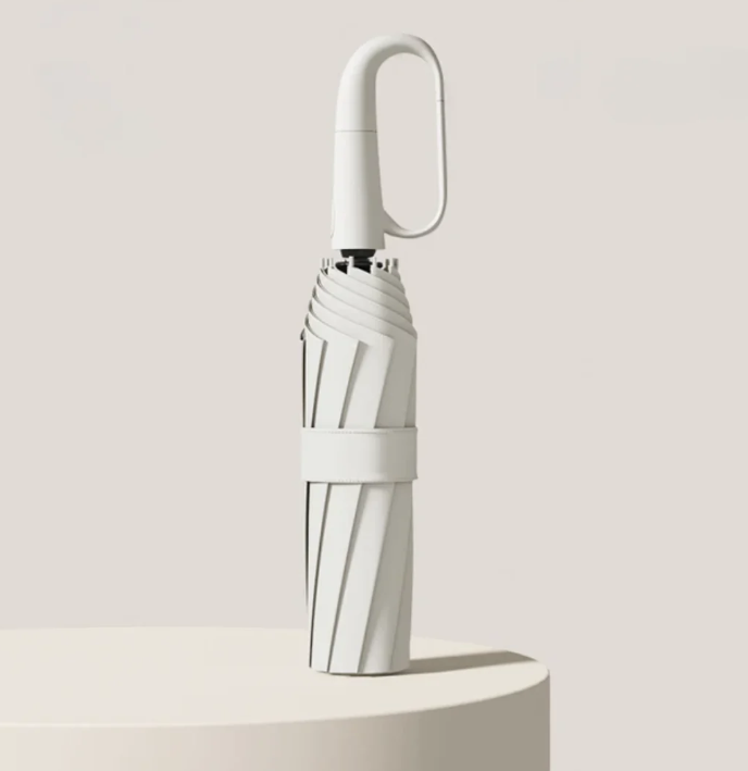 Compact Windproof Umbrella with Reflective Trim for Safety and Convenience