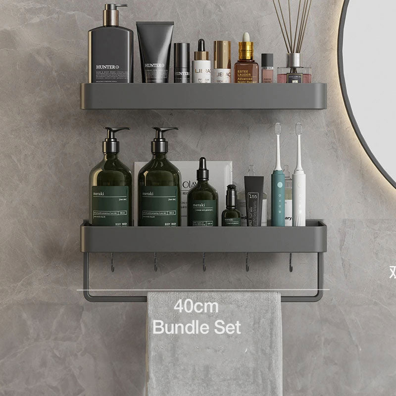 Contemporary Sleek Grey Bathroom Shelves