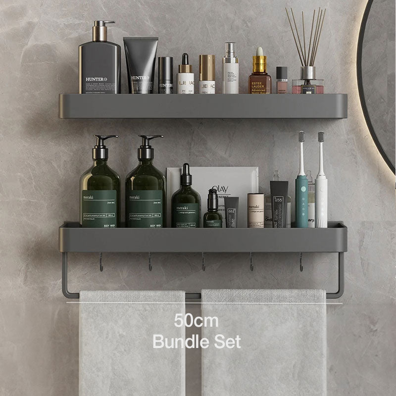 Contemporary Sleek Grey Bathroom Shelves
