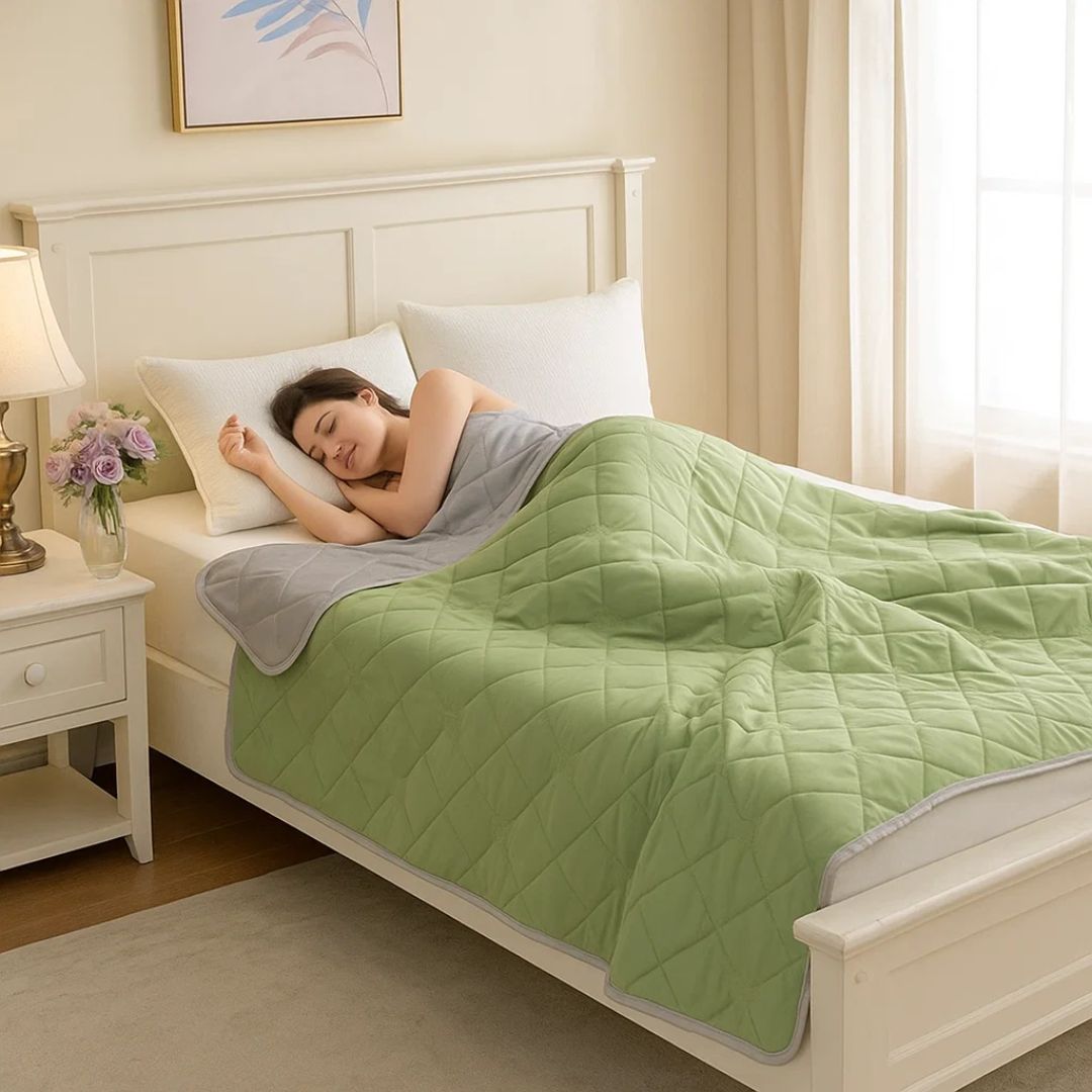 Cooling Blanket Made of Hypoallergenic Silk Fibers – Instant Cooling Comfort, Overheating Prevention & Night Sweat Relief for Sensitive Skin