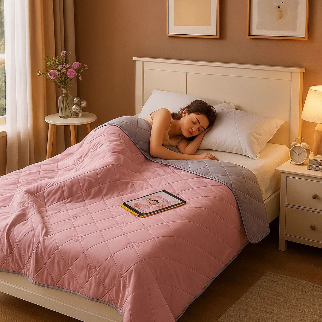 Cooling Blanket Made of Hypoallergenic Silk Fibers – Instant Cooling Comfort, Overheating Prevention & Night Sweat Relief for Sensitive Skin