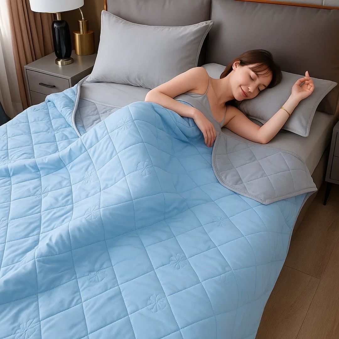 Cooling Blanket Made of Hypoallergenic Silk Fibers – Instant Cooling Comfort, Overheating Prevention & Night Sweat Relief for Sensitive Skin