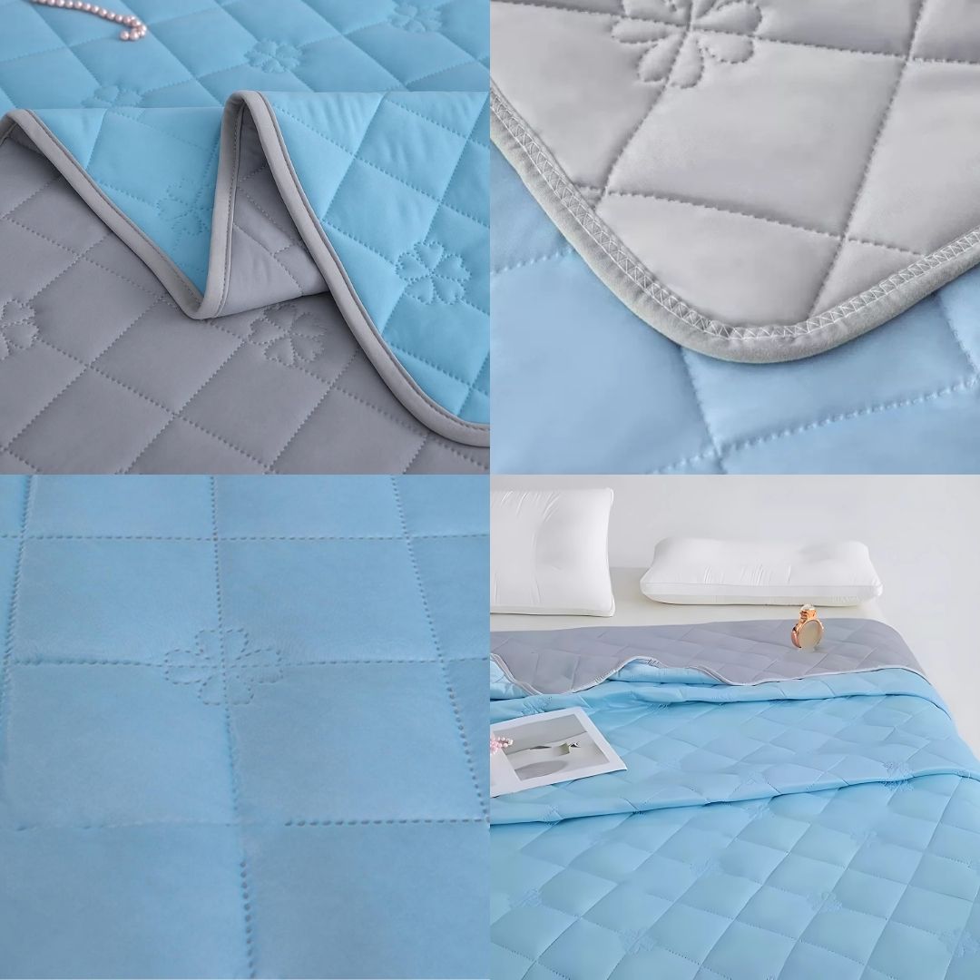 Cooling Blanket Made of Hypoallergenic Silk Fibers – Instant Cooling Comfort, Overheating Prevention & Night Sweat Relief for Sensitive Skin