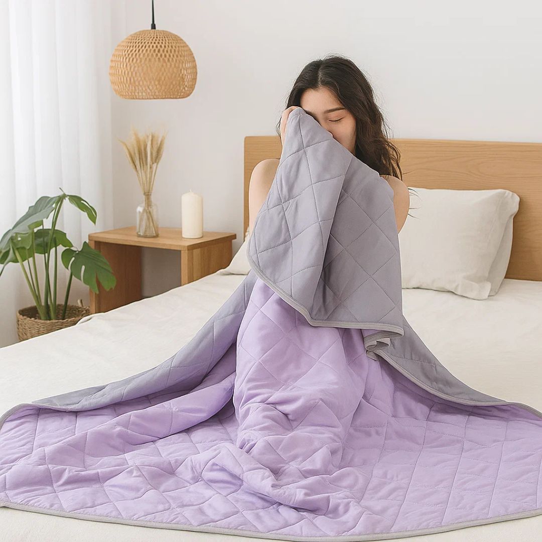 Cooling Blanket Made of Hypoallergenic Silk Fibers – Instant Cooling Comfort, Overheating Prevention & Night Sweat Relief for Sensitive Skin