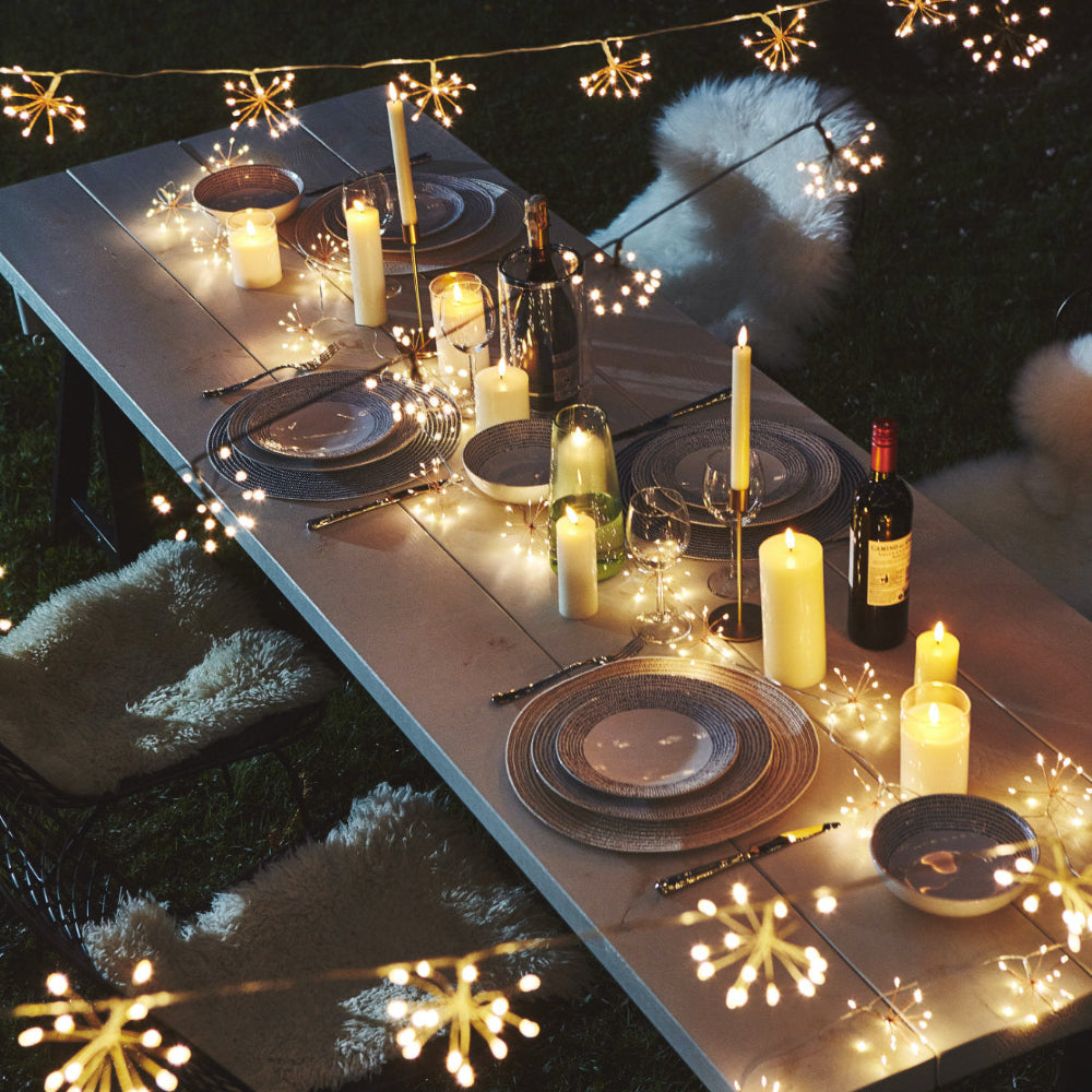Copper Starburst String Lights with Warm White LEDs for Indoor & Outdoor Decoration
