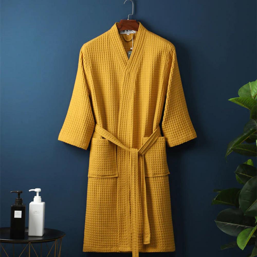 Cotton Waffle V-Neck Robe