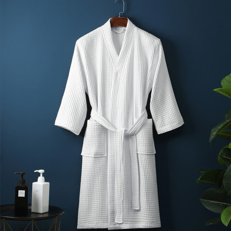 Cotton Waffle V-Neck Robe