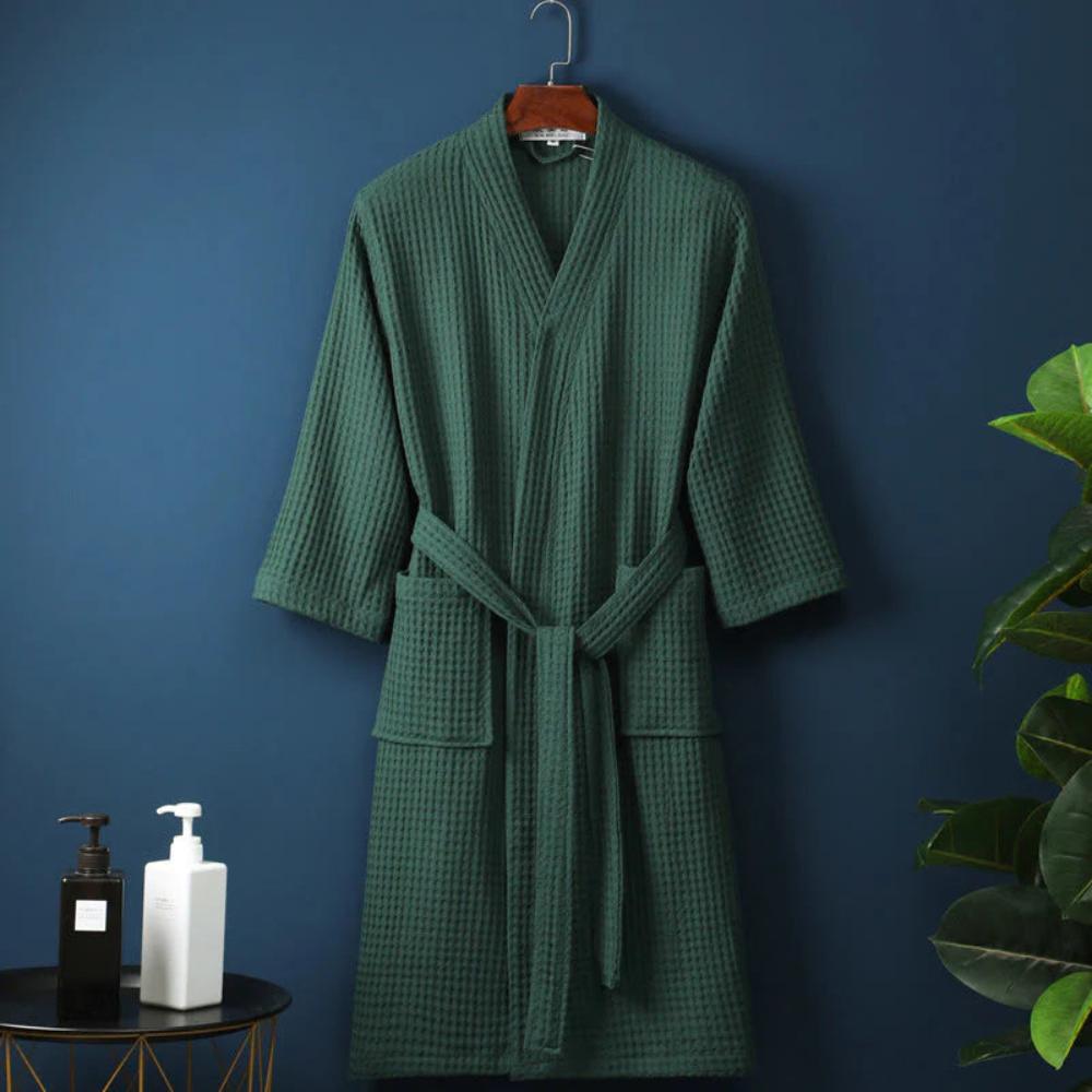 Cotton Waffle V-Neck Robe
