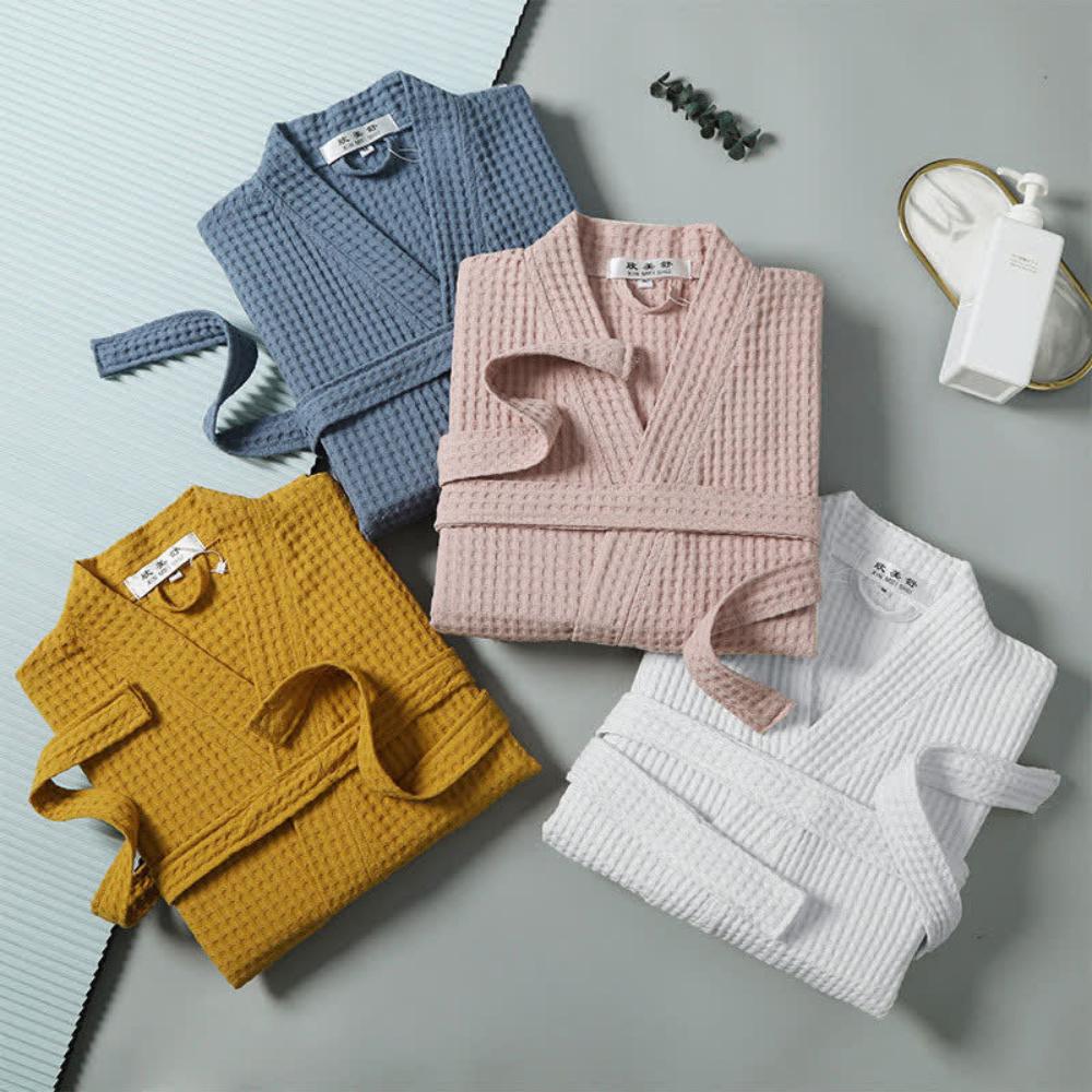 Cotton Waffle V-Neck Robe