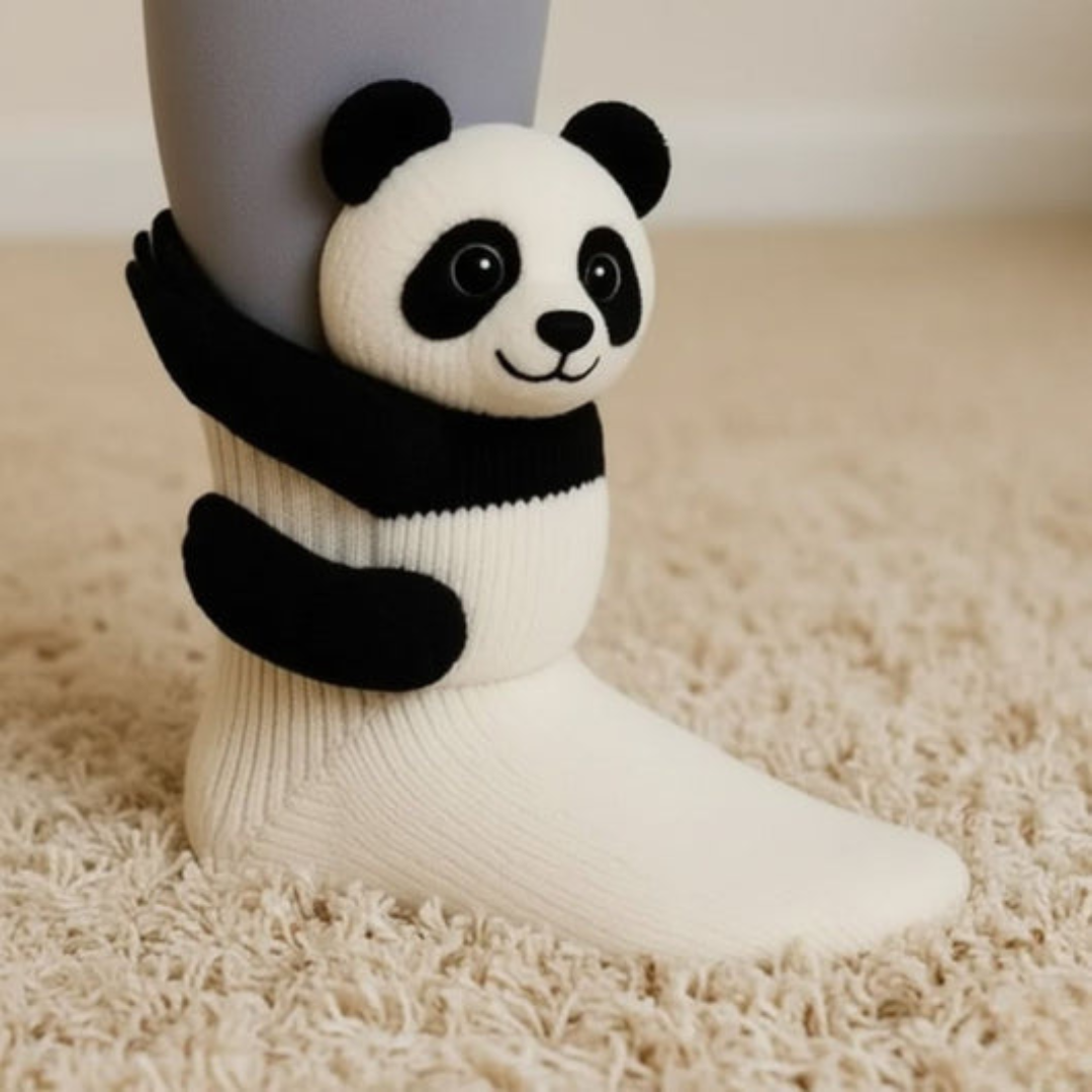 Cozy Animal Cabin Socks with Hug Motif – Warm, Cute Novelty Socks, Unisex