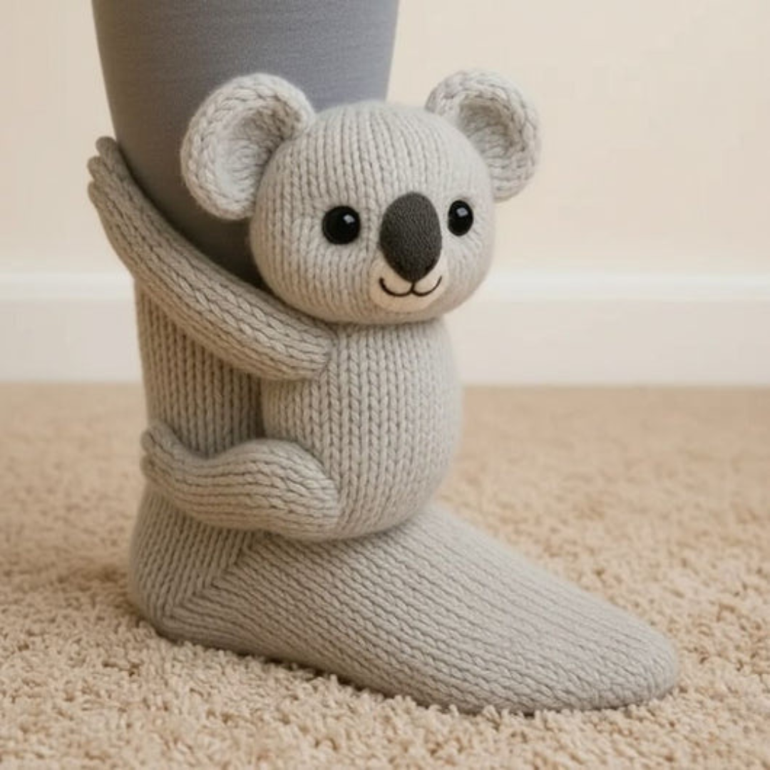 Cozy Animal Cabin Socks with Hug Motif – Warm, Cute Novelty Socks, Unisex