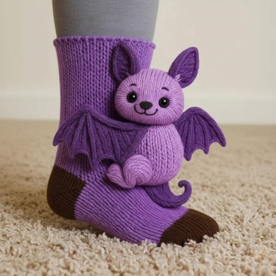 Cozy Animal Cabin Socks with Hug Motif – Warm, Cute Novelty Socks, Unisex