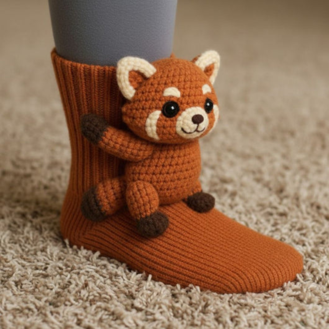Cozy Animal Cabin Socks with Hug Motif – Warm, Cute Novelty Socks, Unisex