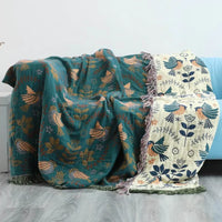 Cozy Reversible Scandinavian Bird Print Blanket